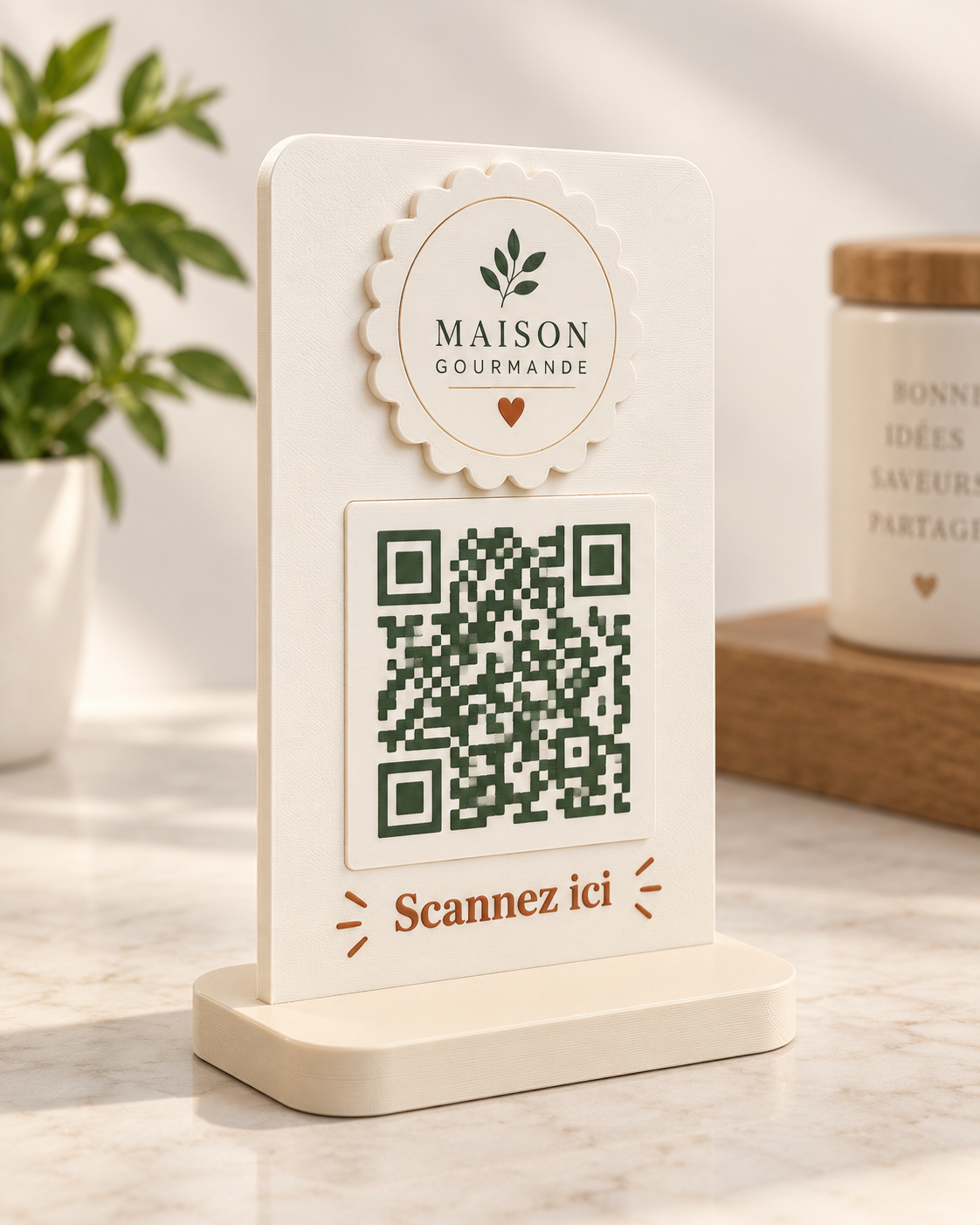 Présentoir QR code personnalisé – Logo & commerce
