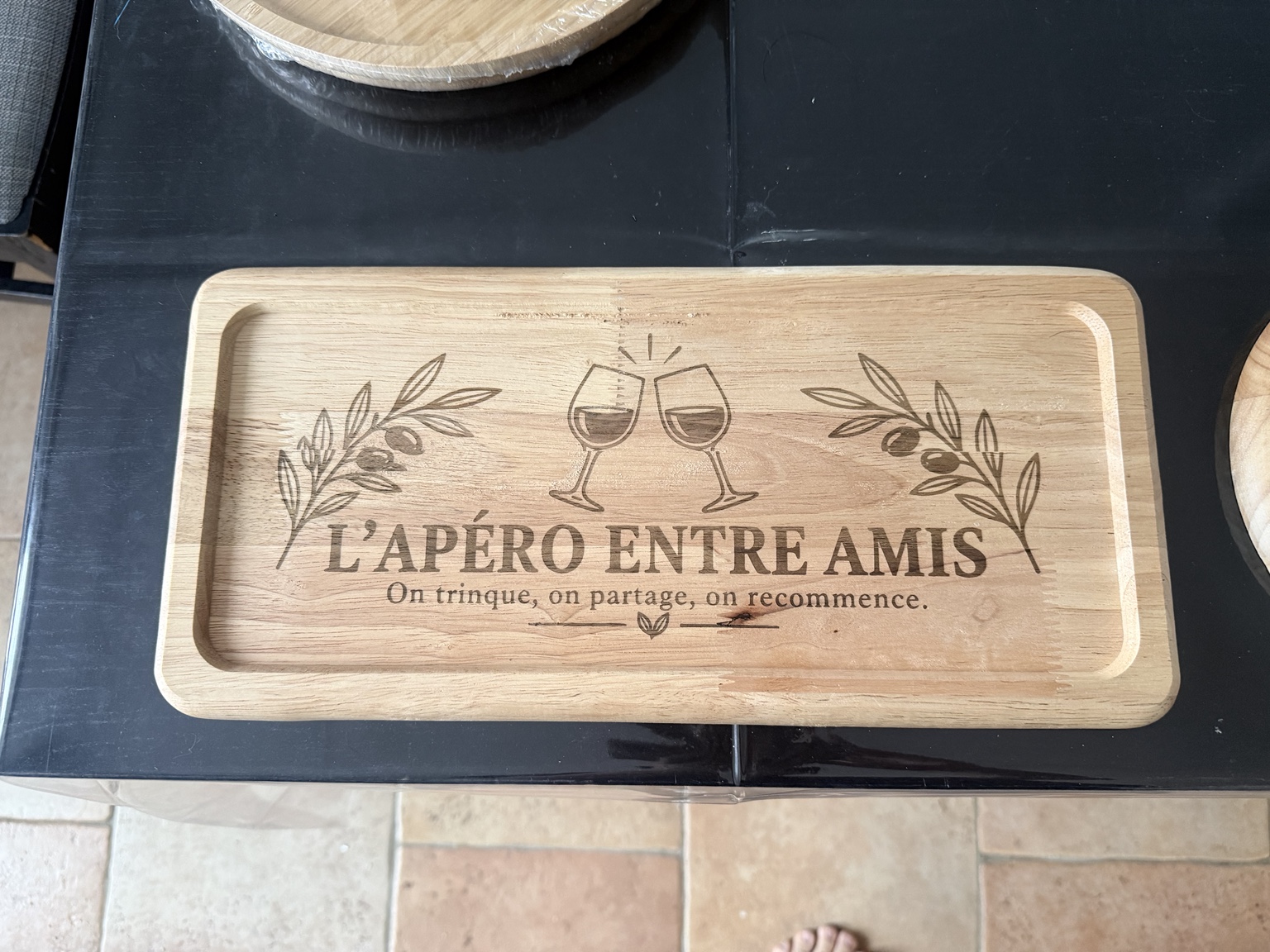 Plateau en bois personnalisé – Gravure laser