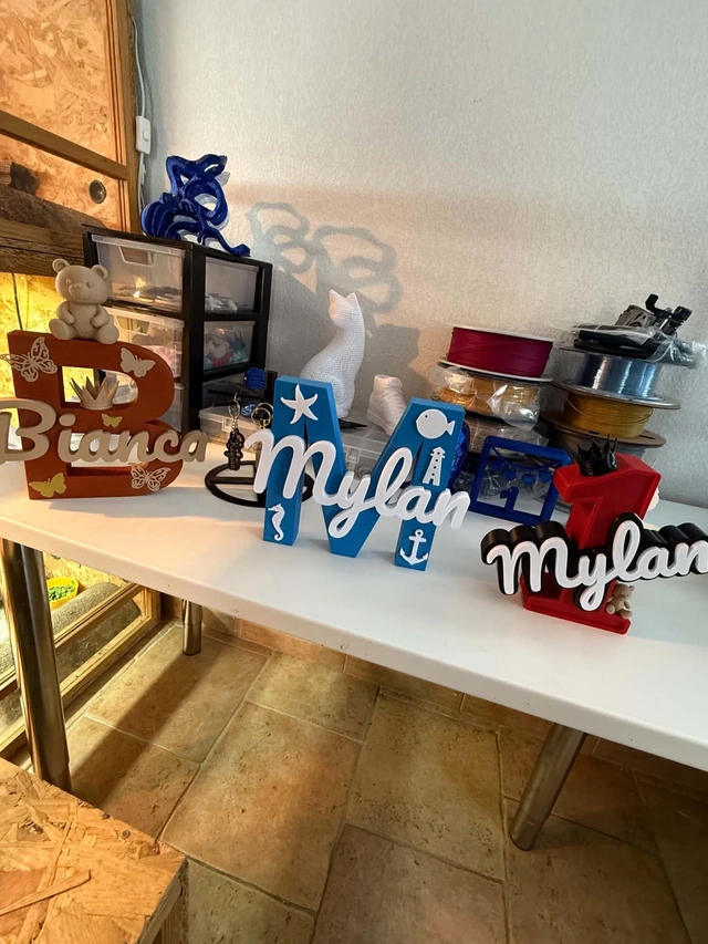 Photo réelle — lettres Mylan sur le thème de la mer et autres créations